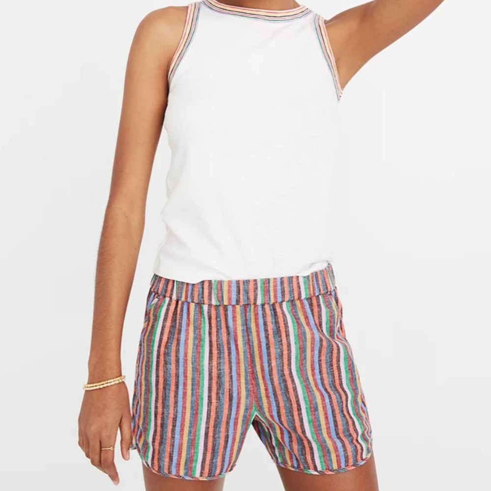Madewell Linen Blend Rainbow Pull On Shorts